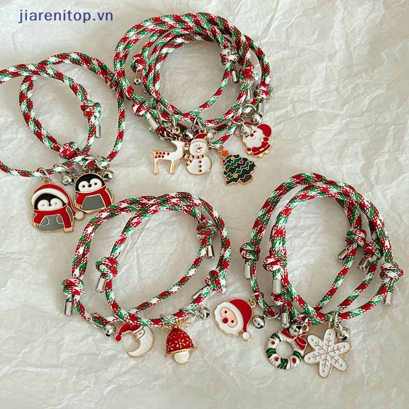 Jiarenitop Vòng Tay Dây Mặt Hình Ông Già Noel Tuần Lộc Chim Cánh Cụt Hoạt Hình Sáng Tạo Có Chuông Điều Chỉnh Được Cho Cặp Đôi vn