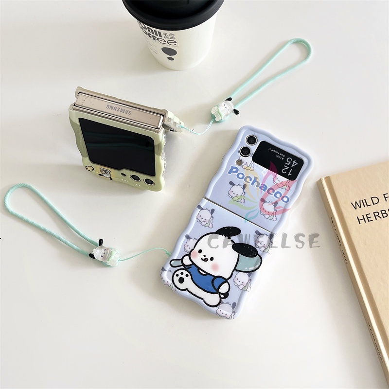 Ốp Điện Thoại tpu Silicon Mềm Họa Tiết Hoạt Hình Có Dây Đeo Cho samsung galaxy z flip 5 z flip 4 flip 3 4 5