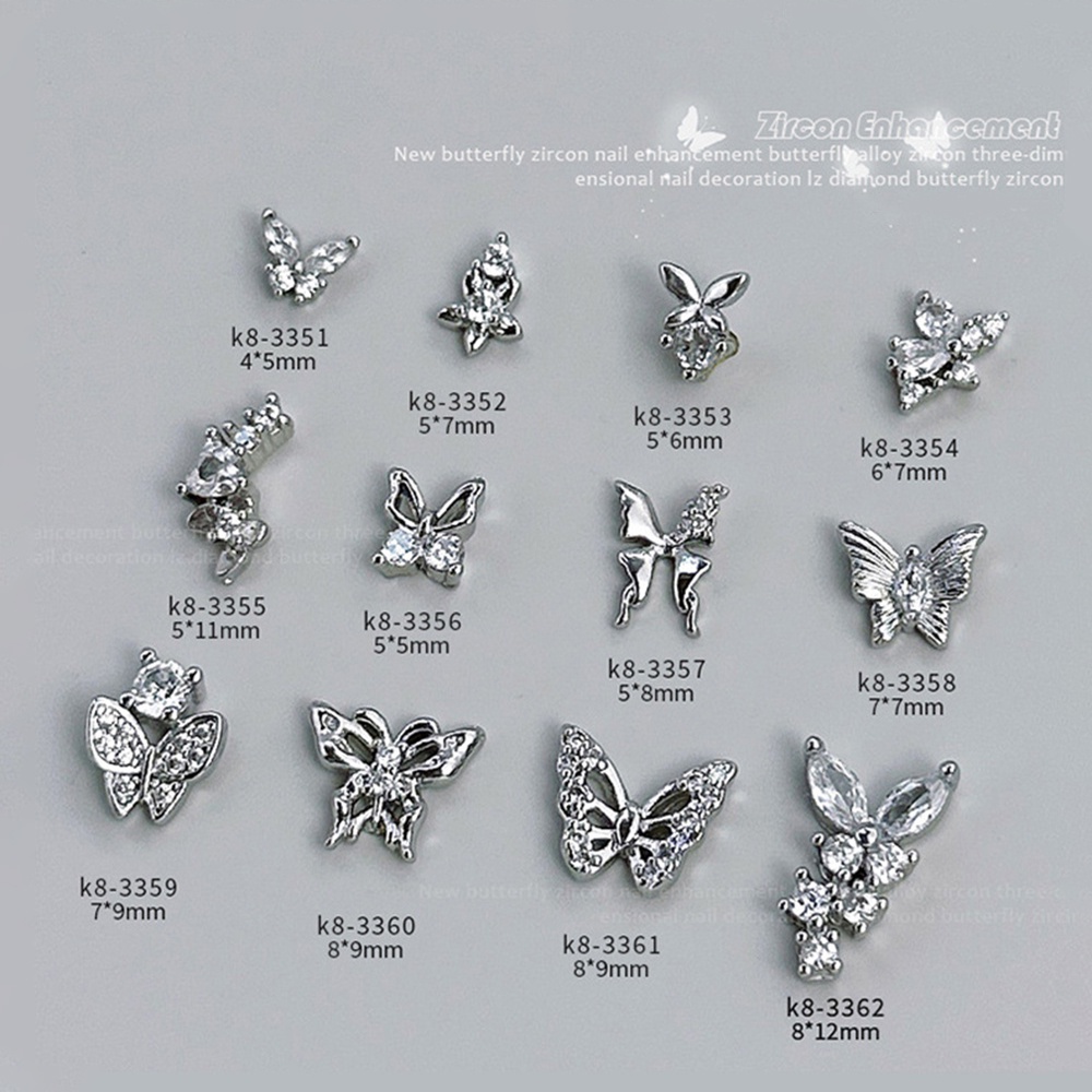 1 Cái/bộ Bướm Zircon Làm Móng Tay Trang Sức 3D Zircon Quyến Rũ Cổ Tích Vàng/Bạc Kim Cương Rỗng Móng Tay DIY Làm Móng Tay Trang Trí * KÍNH