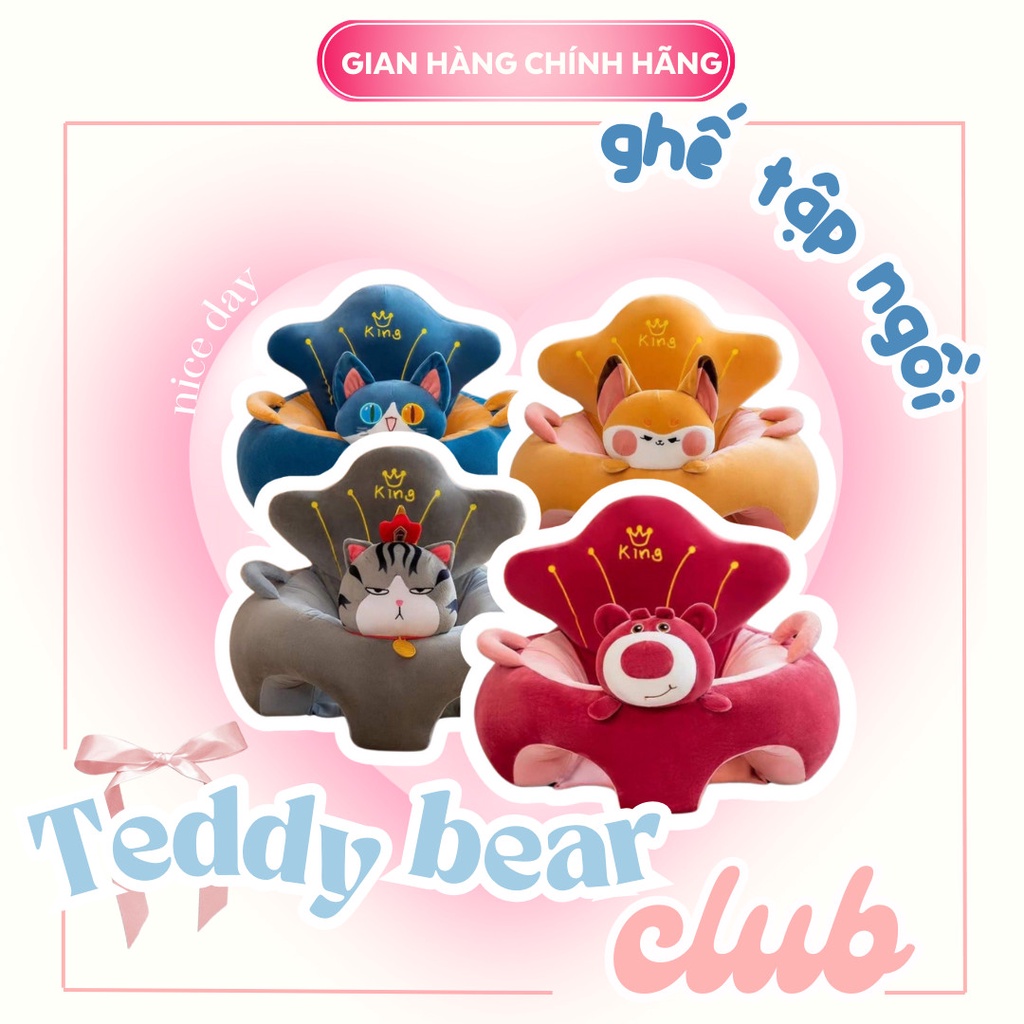 Ghế tập ngồi, đệm ngồi ăn dặm thú nhồi bông cho bé, trẻ em sơ sinh cao cấp siêu cute nhiều màu được chọn mẫu