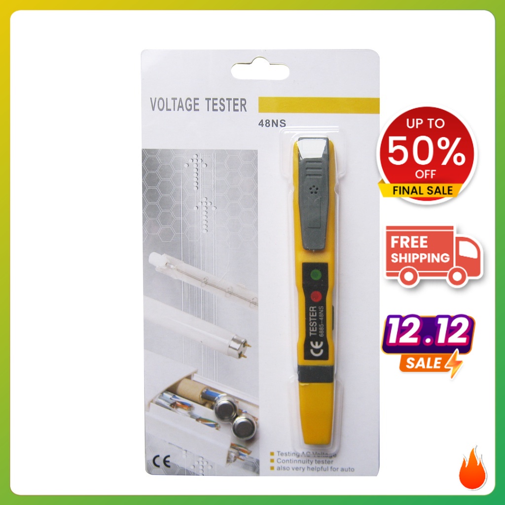 Bút thử điện cảm ứng tích hợp đèn LED đầu mũ - Cách điện, chống cháy