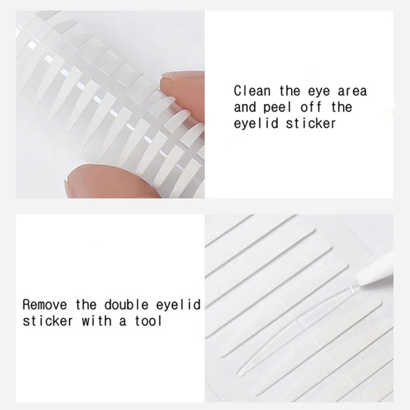 Motonozen Băng Keo Dán Mắt Hai Mí Tự Dính Họa Tiết Kẻ Sọc Màu Be Trong Suốt