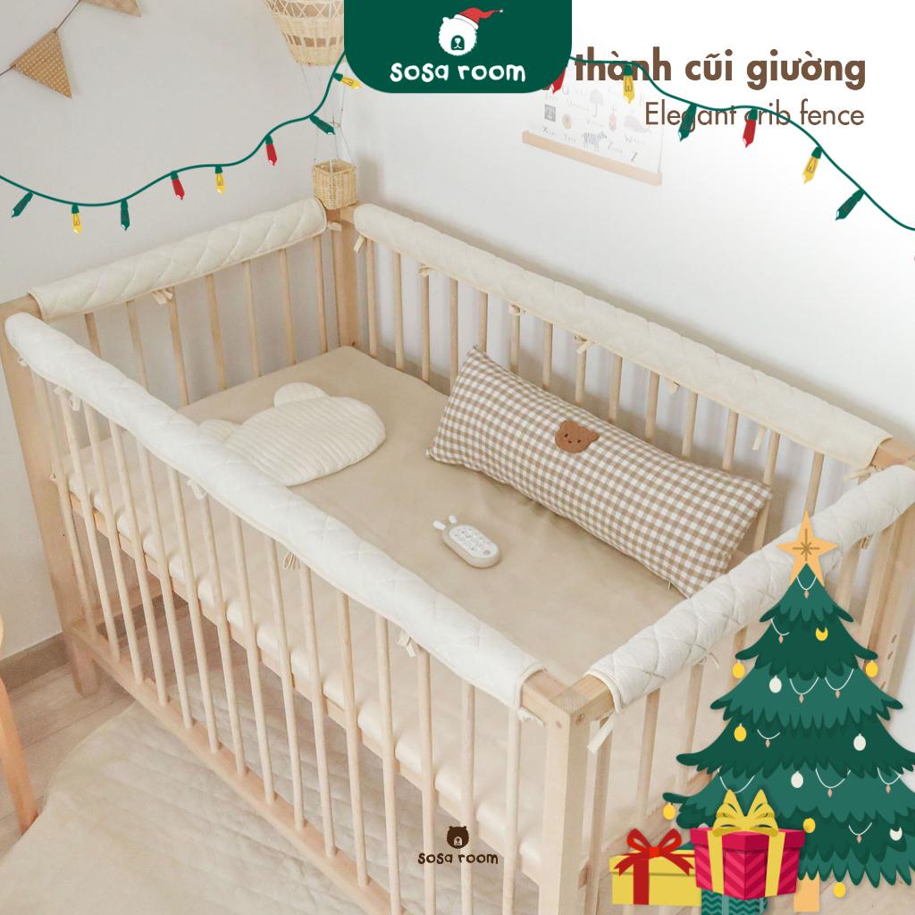 Miếng quây thành cũi chống va đập cho bé, vải sợi gạc trần bông hữu cơ