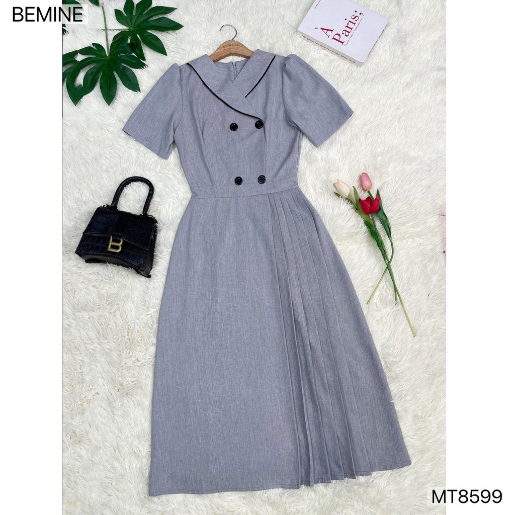 Đầm thiết kế công sở phối viền tùng xếp ly BEMINE MT8599