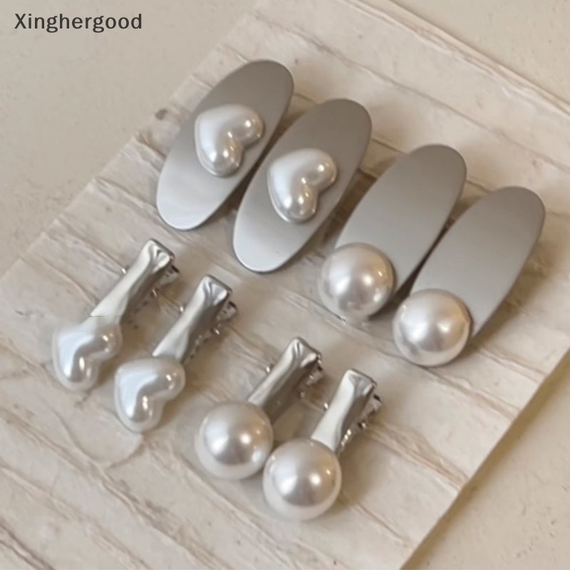Xinghergood Kẹp Tóc Hình Trái Tim Bằng Kim Loại Màu Bạc Sáng Đơn Giản Cá Tính Thời Trang Cho Nữ xhg