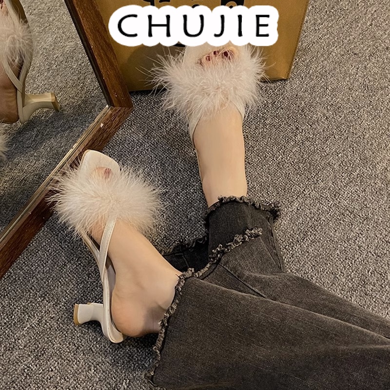 CHUJIE giày cao gót Sandal Cao Gót Hở Ngón Thiết Kế Mới Thời Trang Dành Cho Năm 2024 25Z23061306