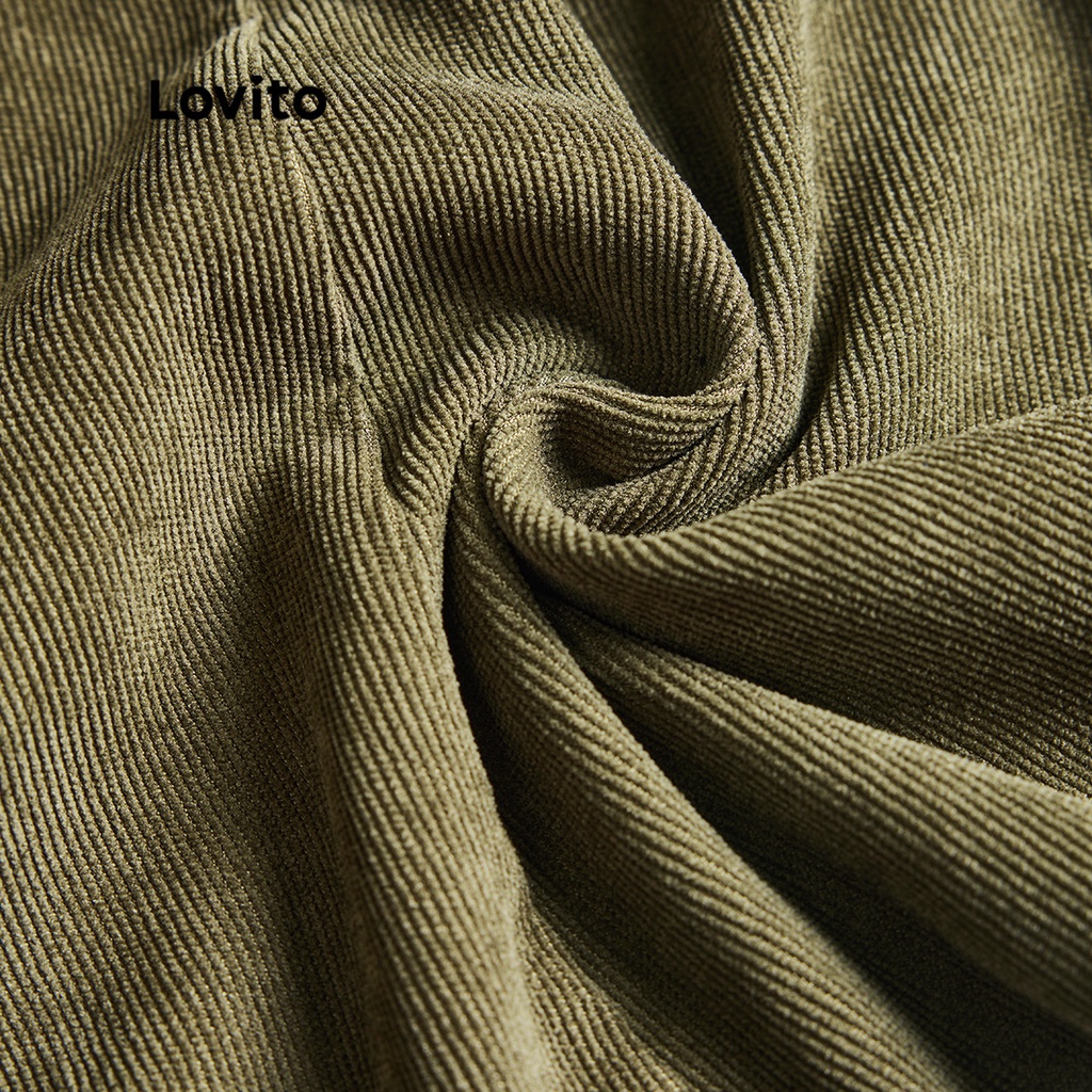 Đầm mini Lovito dáng chữ A tay ngắn nút trước màu trơn vintage cho nữ L49ED109 (màu xanh lá đậm)