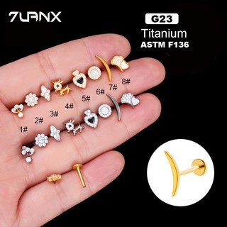 1 Khuyên Tai Titan G23 Đính Đá Zircon Bên Trong Sụn Môi Helix Tragus