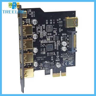 Card mở rộng pcie x1 sang usb type c + 4 cổng usb3 0 + 1 cổng usb3 0