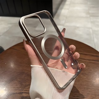 Ốp Điện Thoại Dẻo Trong Suốt Tráng Gương Sang Trọng Chống Sốc Kèm Giá Đỡ Từ Tính Cho IPhone 15 Pro Max 11 12 13 14 Pro Max