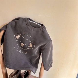 Áo phông trẻ em lót lông nâu đen gấu Koala