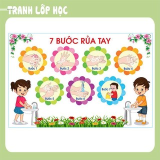 Tranh mầm non - các bước rửa tay kn-019