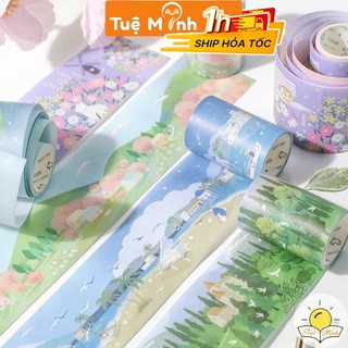 Cuộn Washi Tape băng dính rộng 5cm họa tiết Anime VPPTUEMINH, cuộn Sticker dễ thương