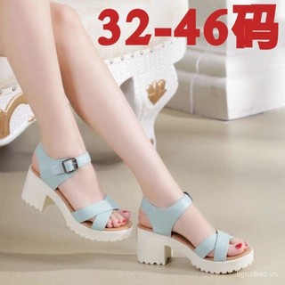 Giày sandal gót dày hở mũi size lớn 32-46 33 34 41 42 iah2 thời trang nữ