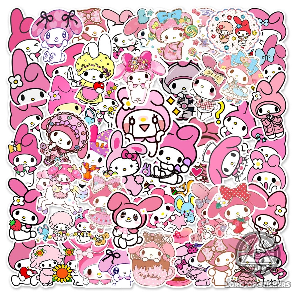 Set 50 Nhãn Dán My Melody Sticker Cute Nhân Vật Hoạt Hình Dễ Thương Chống Thấm Nước Trang Trí Mũ Bảo