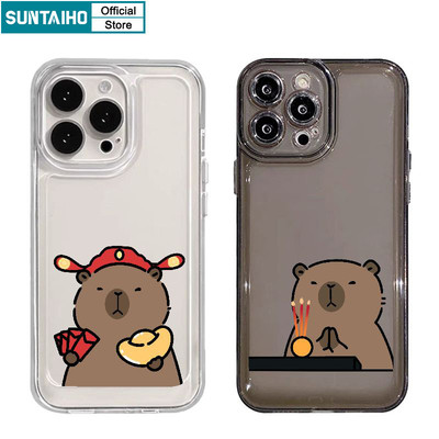 Suntaiho Ngộ nghĩnh Vỏ Dễ Thương Họa Tiết Capybara Ốp Điện Thoại Cho Iphone 16 15 14 13 12 11 Pro Max IP 7 8 Plus Iphon X Xs XR Xs Max TPU Mềm Cao Cấp Chống Sốc Ốp Lưng