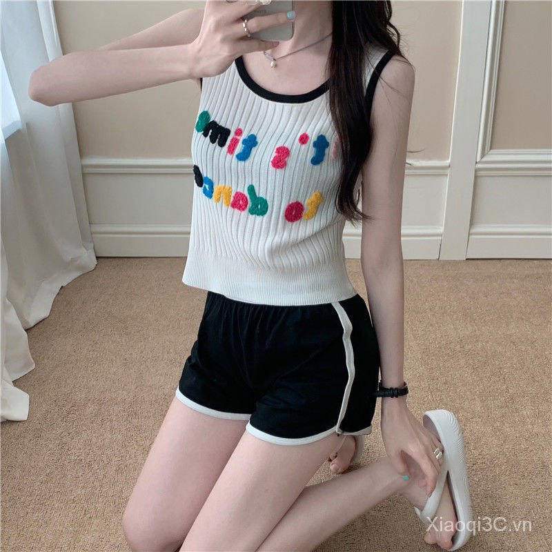 Áo Dệt Kim Không Tay Thêu Chữ Phong Cách Mới 2023 Cho Nữ