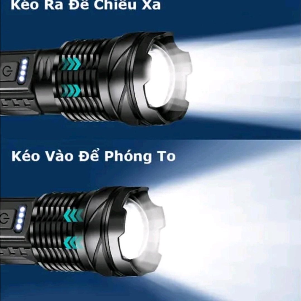 Đèn Pin A76 Cầm Tay Siêu Sáng Chiếu Xa 300m Có Zoom Xa Gần,Chống Nước IPX4, Pin Trâu Chip COB Led Tâm Tròn 7 Chế Độ Sáng