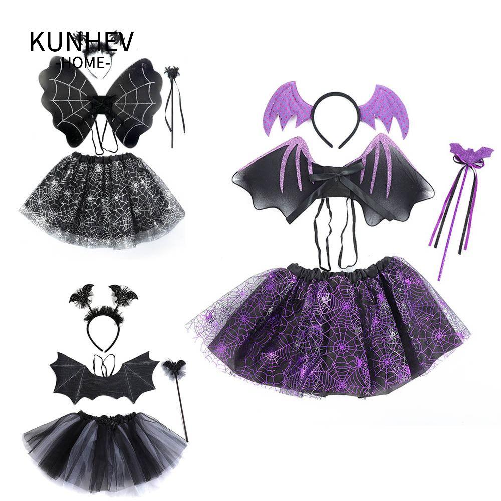 KUNHEV Bộ Cánh Dơi Và Chân Váy tutu Hóa Trang halloween Dễ Thương