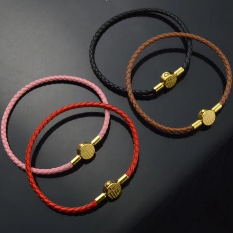 Vẻ đẹp cá tính phải có 5#多种颜色牛皮编织绳2/ 2.5MM Giấu Khóa Mặt Dây Chuyền Vòng Tay Nam Nữ Tinh Tế Phù Hợp 