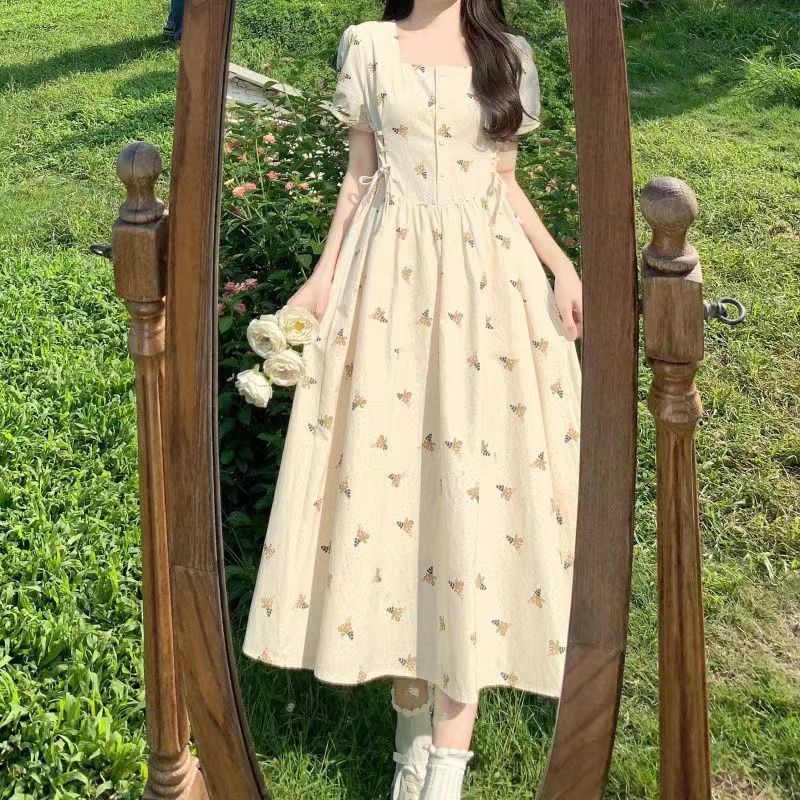 Đầm Dáng Chữ a Thắt Nơ Eo Phong Cách Pháp Thanh Lịch Cho Nữ