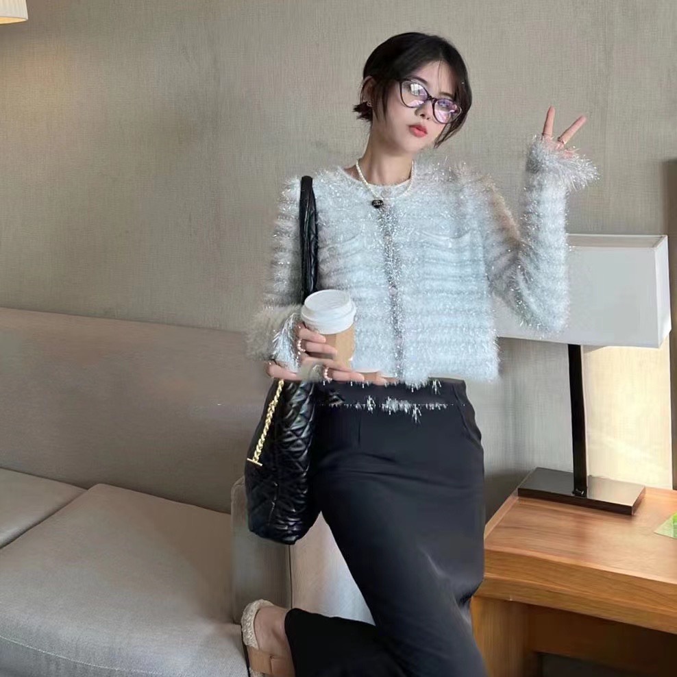 Áo Khoác cardigan Dệt Kim Cổ Tròn Thời Trang Phương Tây Cho Nữ 2023