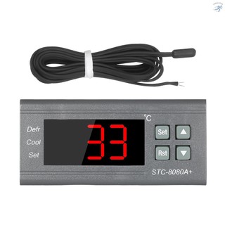 Digital Temperature Controller STC-8080A+ Refrigerator Thermostat for Refrigerator Automatic Defrosting with NTC Sensor Probe 220V