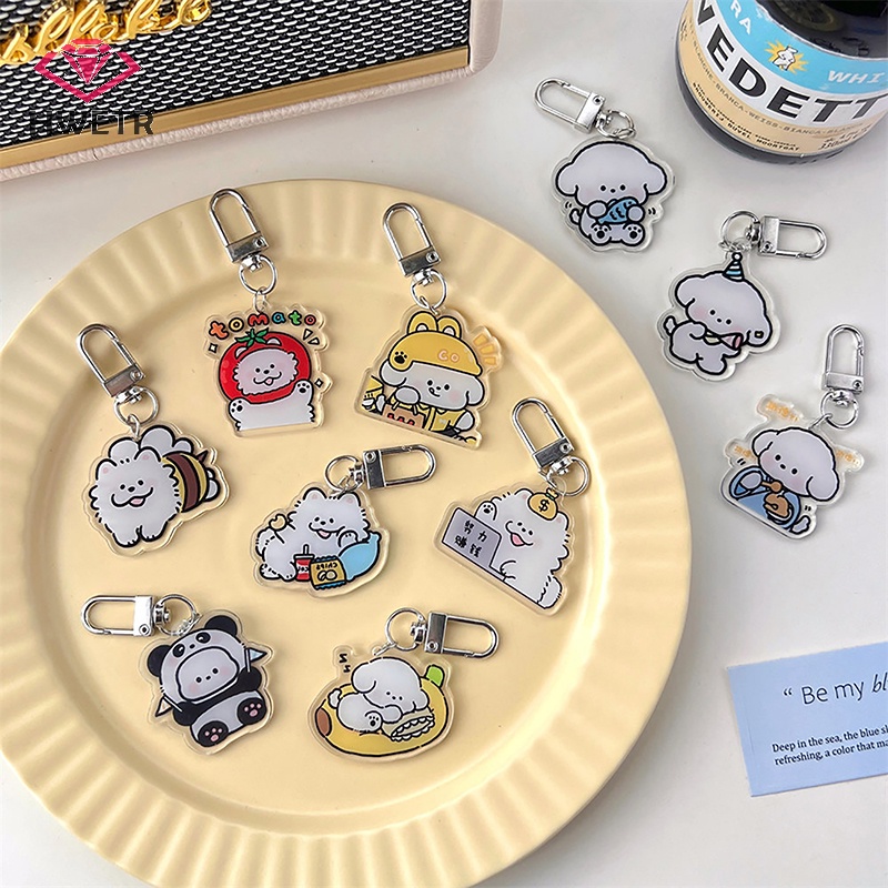 Móc Khóa acrylic Hình Chú Chó Hoạt Hình Đáng Yêu Sáng Tạo Cho Ba Lô / Xe Hơi Mới