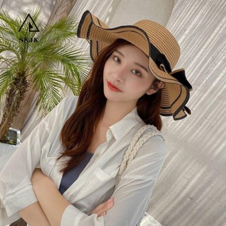 Mũ SKJK che nắng vành rộng thắt nơ bên hông phong cách Hàn Quốc