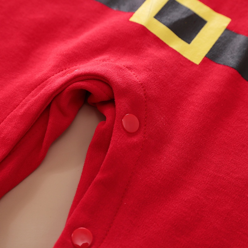 Bộ Áo Liền Quần Tay Dài In Hình Tuần Lộc Giáng Sinh Dễ Thương Cho Bé Gái Sơ Sinh