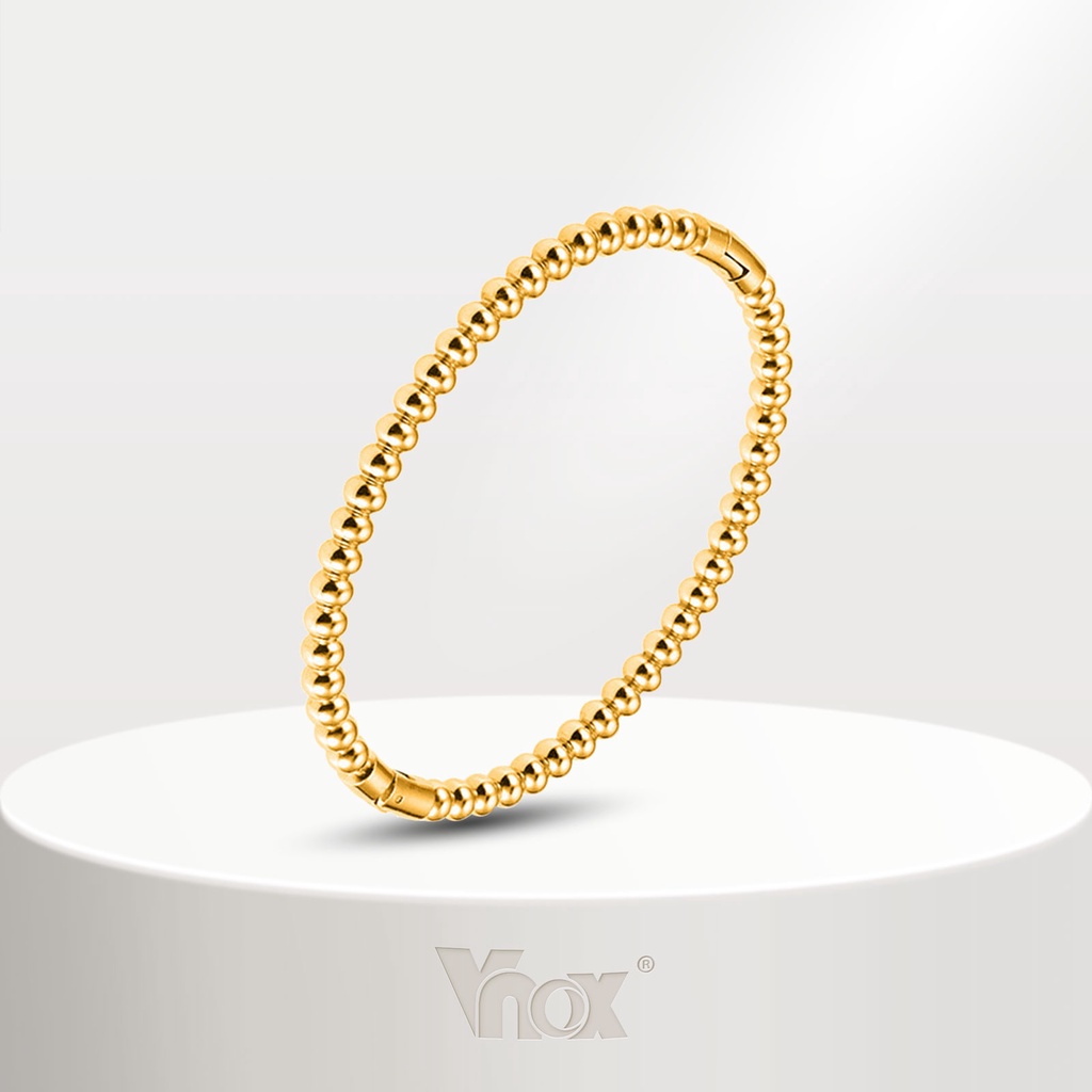 Vnox Vòng Tay Hạt Vàng 18k Bằng Thép Không Gỉ Không Gỉ Thời Trang Cho Nữ
