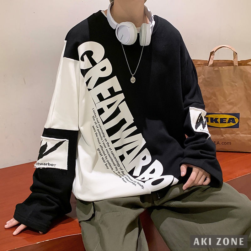 Áo Thun Tay Dài Dáng Rộng plus size Phong Cách Hàn Quốc Cho Nam