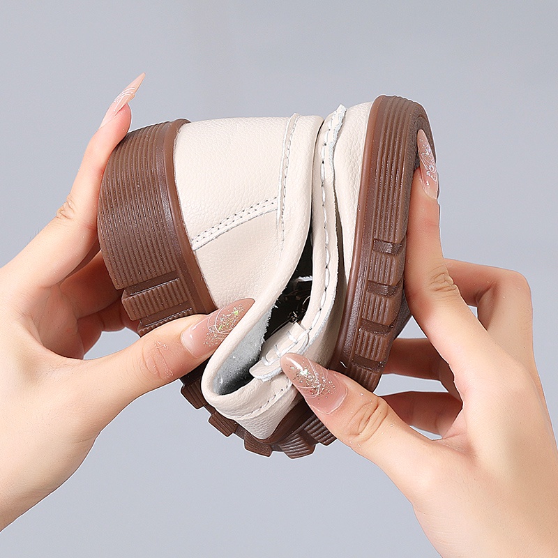 Giày Thể Thao Chạy Bộ Bằng Da Thật Chống Nước Màu Xám Be Cỡ Lớn 35-41 Cho Nữ