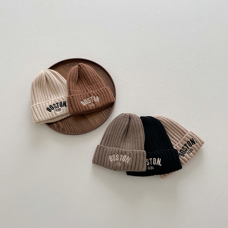 Thời Trang Mũ beanie Dày Dặn Thêu Chữ Chống Gió Cho Bé