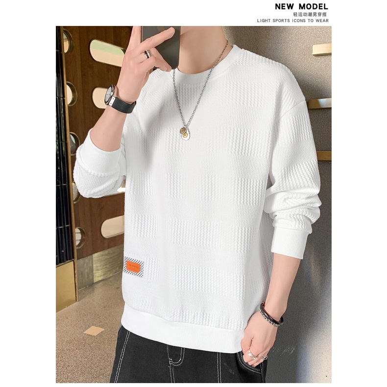 Áo Sweater Tay Dài Cổ Tròn Dáng Rộng Phong Cách Đường Phố Đơn Giản Thời Trang Xuân Thu Cho Nam