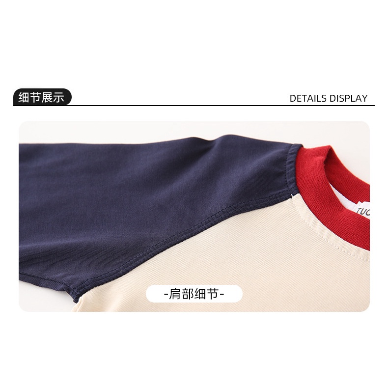 Bộ Áo Thun Tay Dài Cổ Tròn Màu Sắc Tương Phản Thời Trang Mùa Thu Mới 2023 Dành Cho Gia Đình