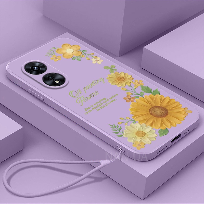 ốp lưng oppo a78 4g OPPO A58 4G TPU Ôp Điện Thoại Hoa Silicon Dẻo Họa Tiết Hoa Hướng Dương Chống Sốc