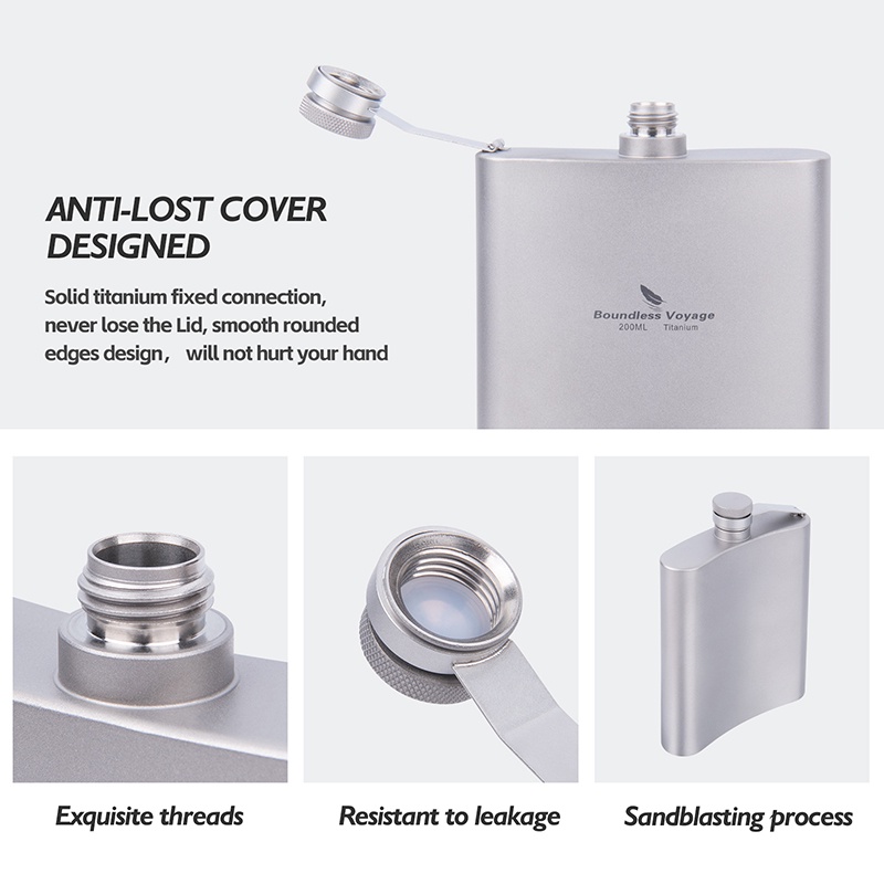 Bình Đựng Rượu Du Lịch 200ml Bằng Titan Kèm Phễu