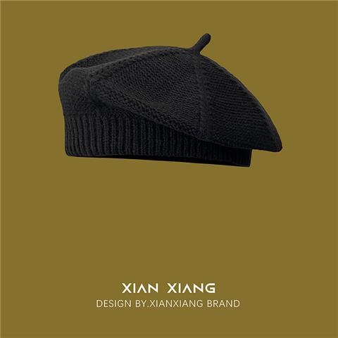 Mũ Nồi Dệt Kim Màu Trơn Kiểu Họa Sĩ Nhật Bản Ngọt Ngào Dễ Phối Đồ Thời Trang Thu Đông Cho Nữ