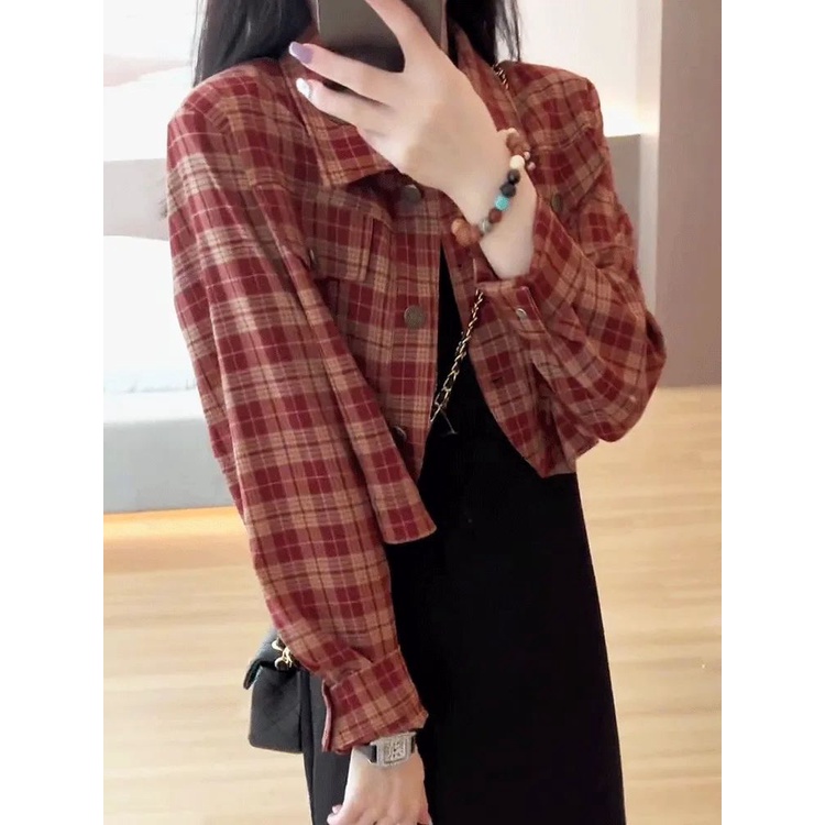 Áo Khoác Sơ Mi Ngắn Tay Dài Họa Tiết Kẻ Sọc Thời Trang Xuân Thu Phong Cách Mới 2023