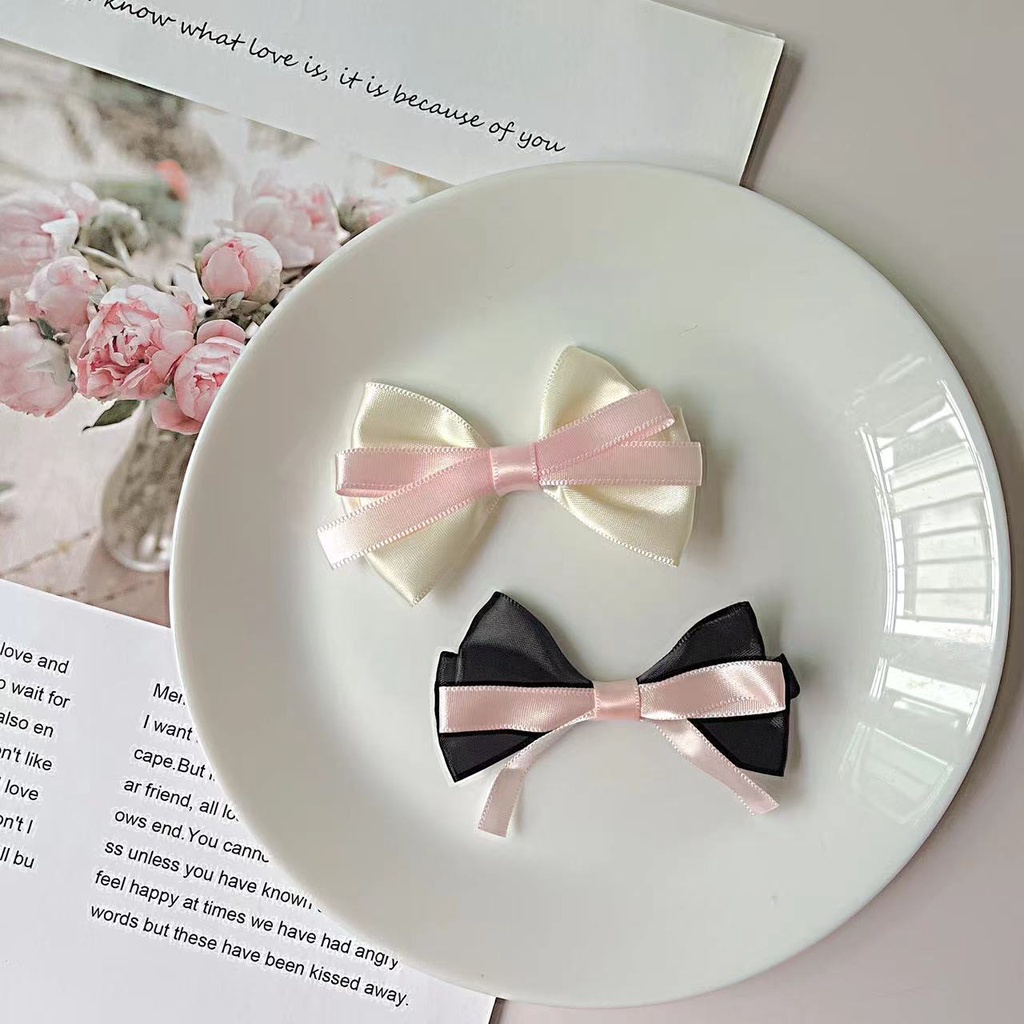 Kẹp Tóc Hình Nơ Ruy Băng Màu Hồng Ngọt Ngào Cho Nữ