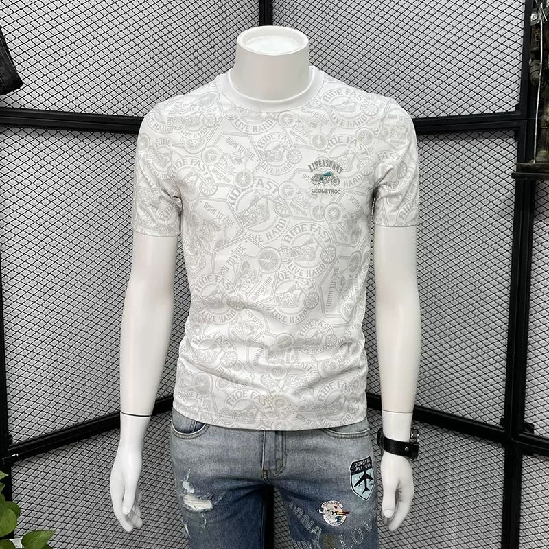 Hàng Có Sẵn!Áo Thun cotton Tay Ngắn Dáng Ôm Thêu Họa Tiết Trẻ Trung Thời Trang Cao Cấp Cho Nam 2023