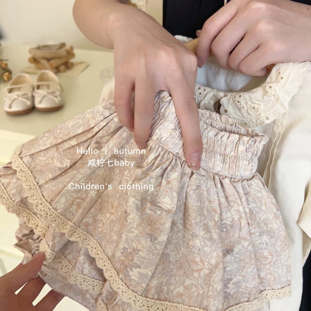 Bộ Áo Sơ Mi Thêu Họa Tiết + Chân Váy Hoa Dài Tay Phong Cách Hàn Quốc Thời Trang Xuân Thu Cho Bé Gái