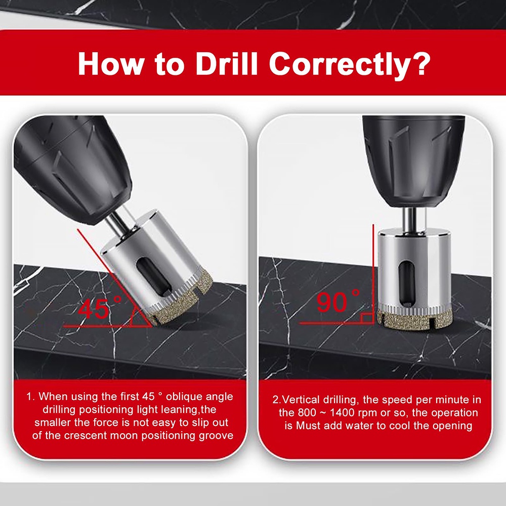 Voktta Bộ 10 Mũi Khoan Kính 6mm-32mm Mạ Kim Cương Tiện Dụng bits