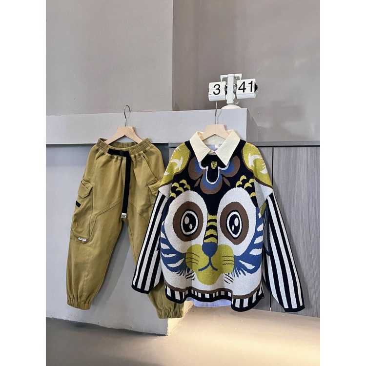 Áo sweater Dệt Kim Dáng Rộng Phong Cách Mới Cho Bé Trai