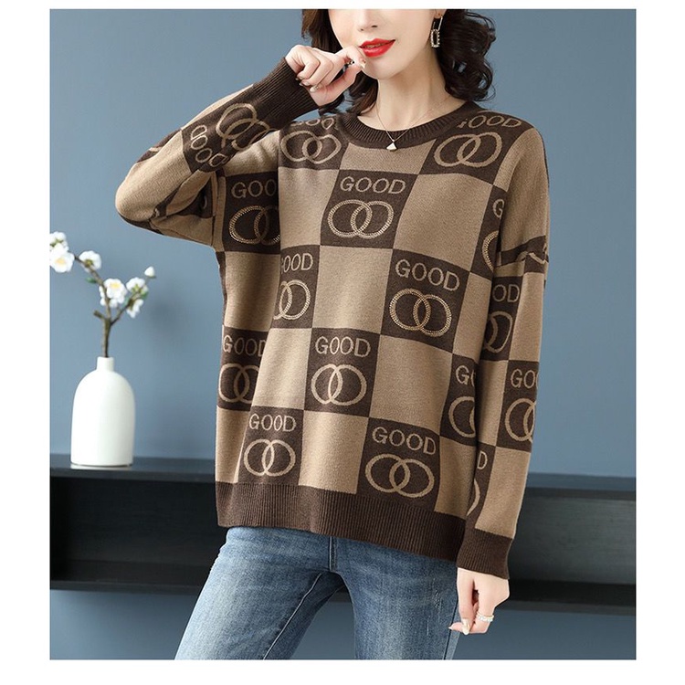 Áo Sweater Dệt Kim Dáng Rộng Thời Trang Mùa Thu Cho Phái Nữ