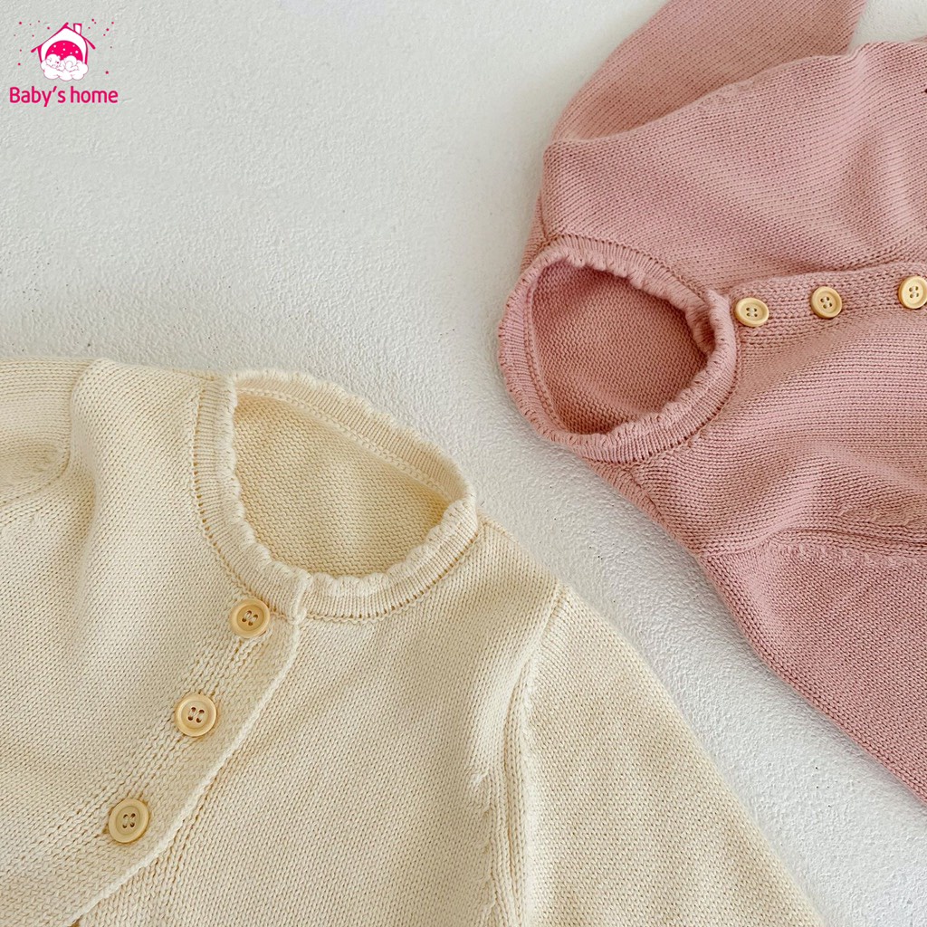 Áo khoác len, Áo khoác len mỏng, áo carigan trơn có 2 màu cho bé gái từ 5kg trở lên - Baby's home có sẵn