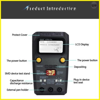 BSIDE Transistor Tester Multifunctional Digital Tester Diode Resistor Capacitance Inductance MOSFET NPN PNP Triac MOS Detector with Test Clip
