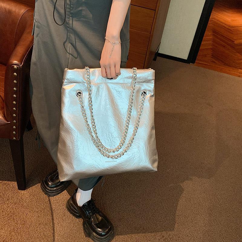 Túi Xách Da pu Cỡ Lớn Phối Dây Xích Thời Trang 2023 Cho Nữ