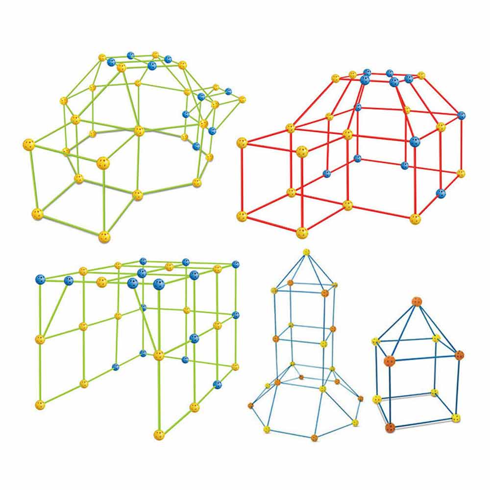 88pcs Construction Fort Building Kit Indoor Outdoor Tunnel Castle Builder